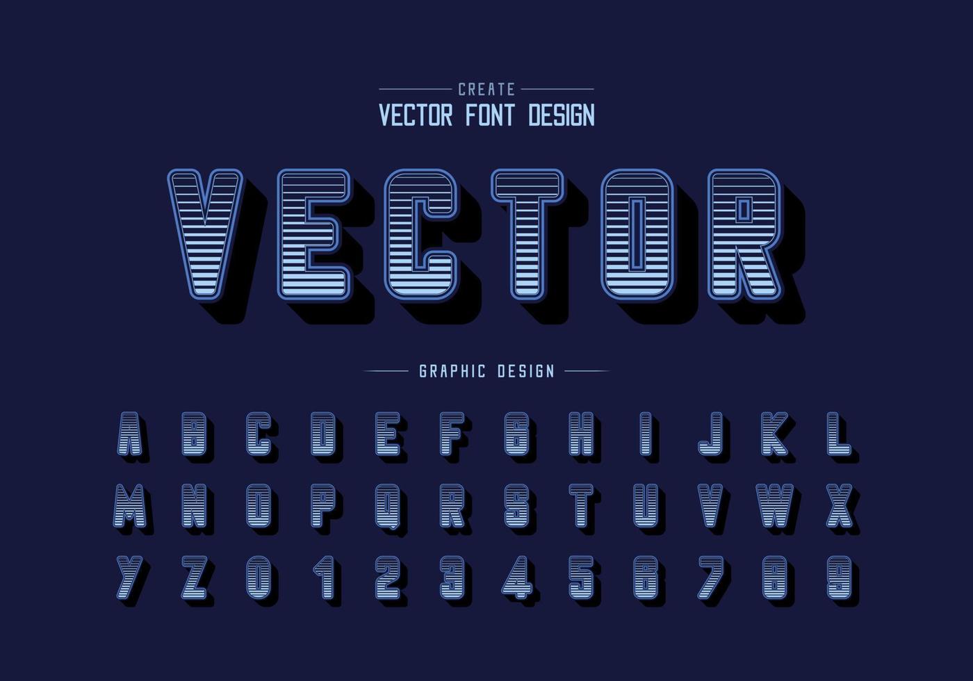 Line font and round alphabet vector, Digital typeface and letter number design, Graphic text on background vector