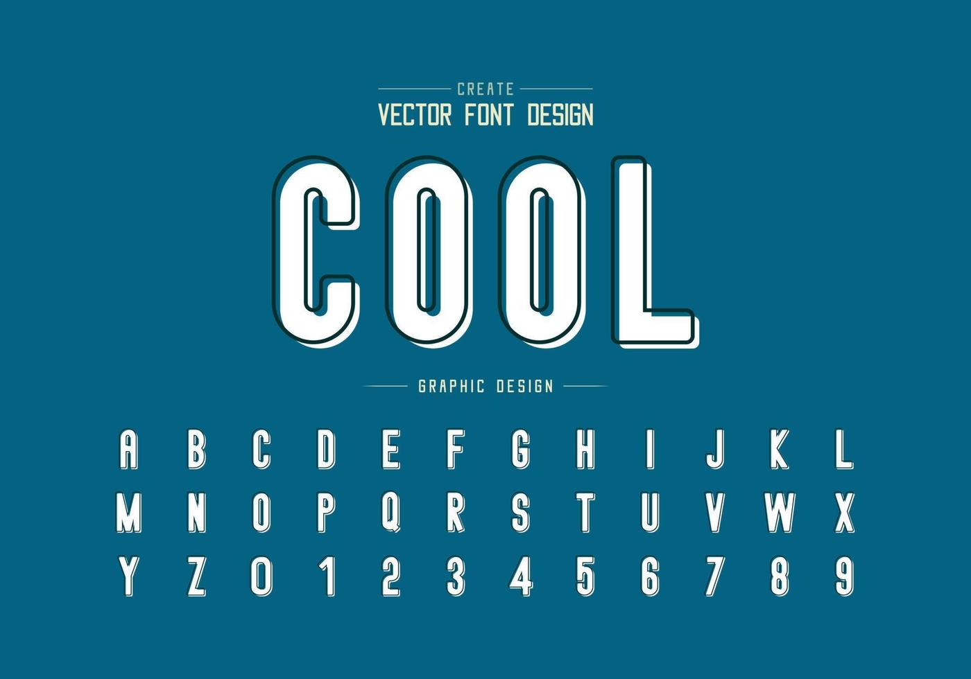 Line font with white shadow and round alphabet vector, Letter typeface and number design vector