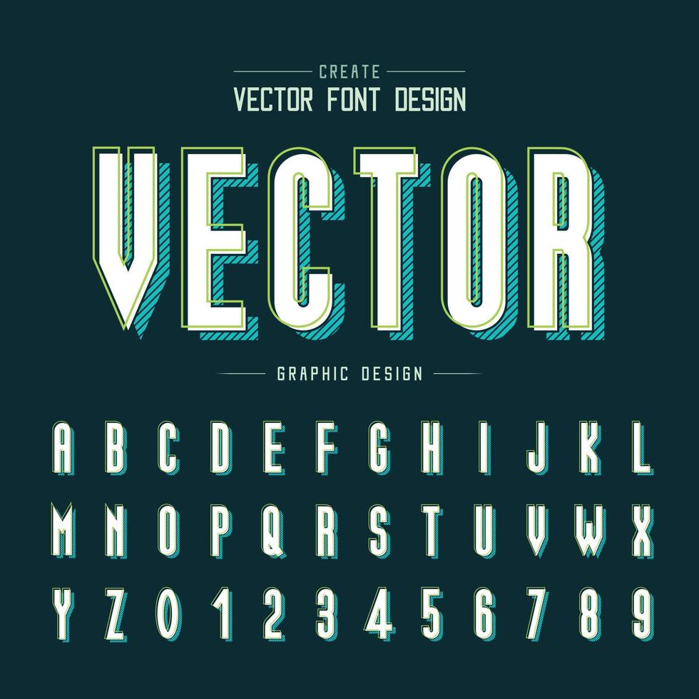 vector de fuente y alfabeto, diseño de letra y número de tipo alto, texto gráfico en el fondo
