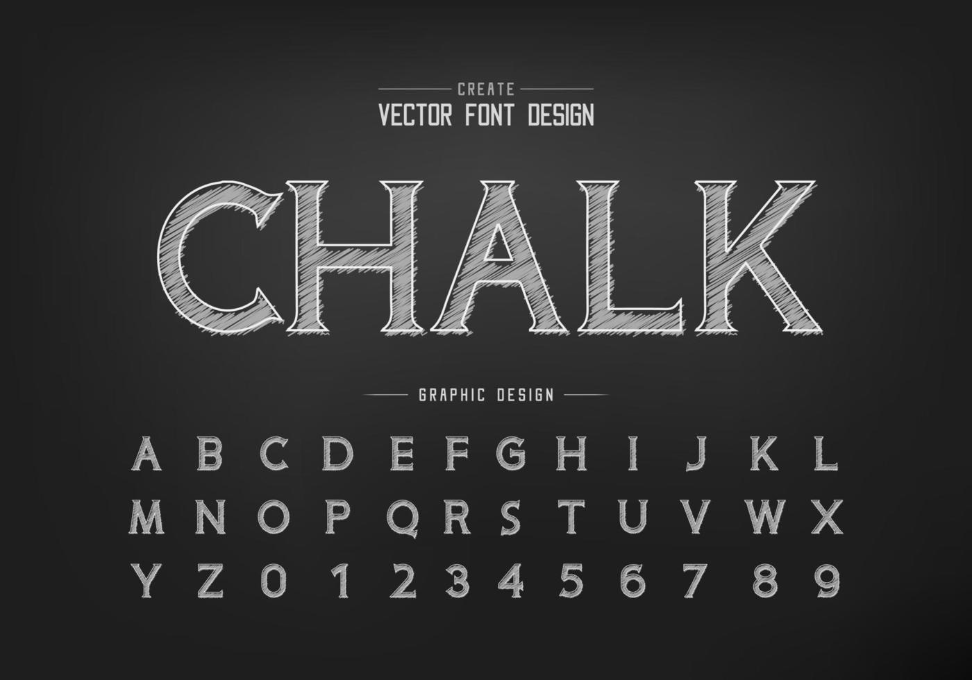 Chalk font and alphabet vector, Hand draw idea typeface letter and number design vector