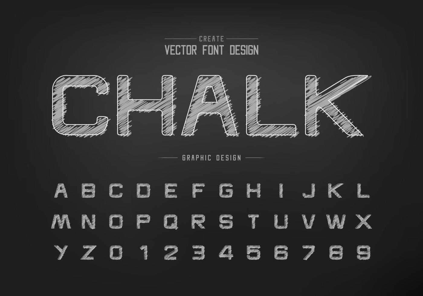 Chalk font and alphabet vector, Hand draw design typeface letter and number vector