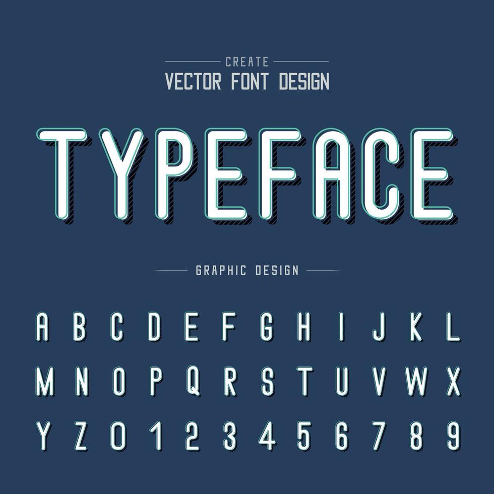 Font and alphabet vector, Letter style typeface and number design, Graphic text on background vector