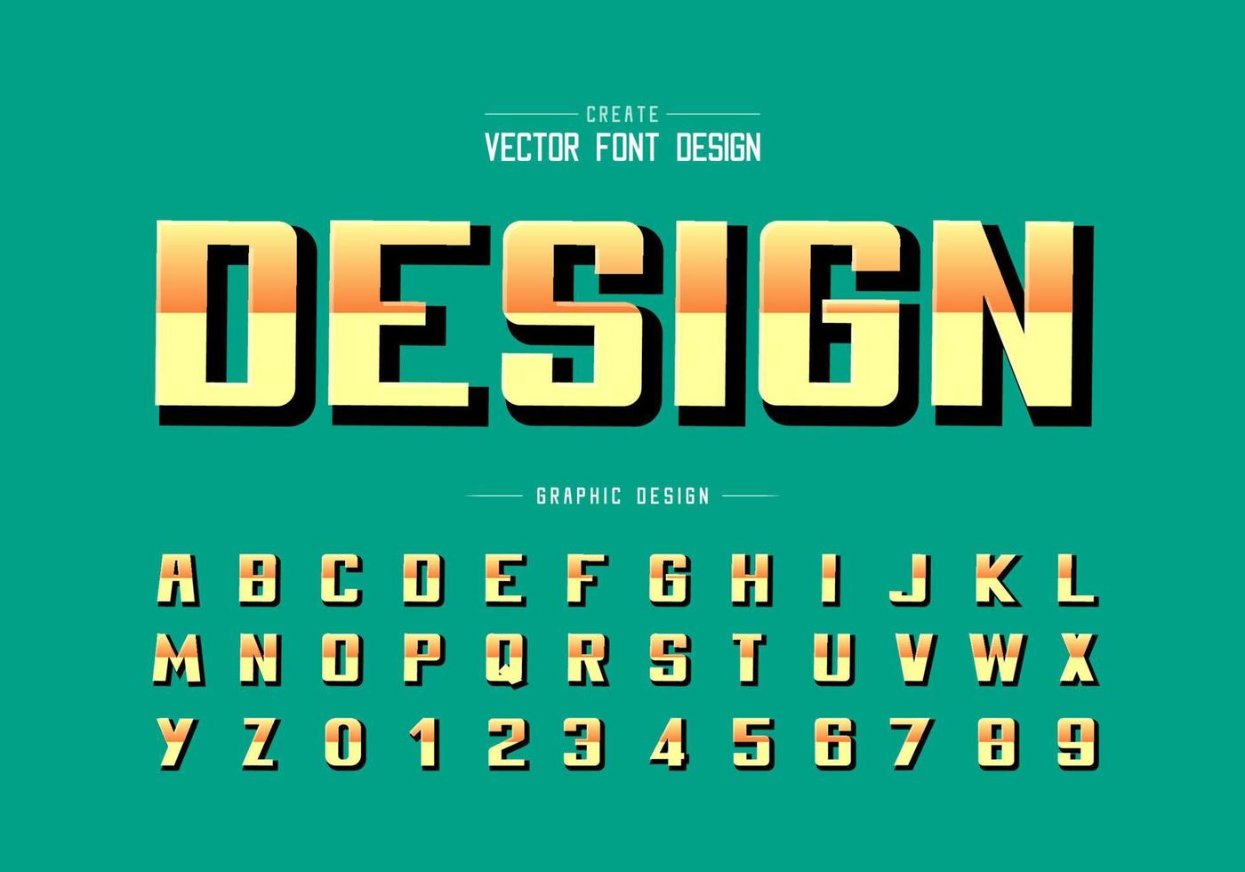 Reflective font and bold alphabet vector, Gradient style writing typeface vector