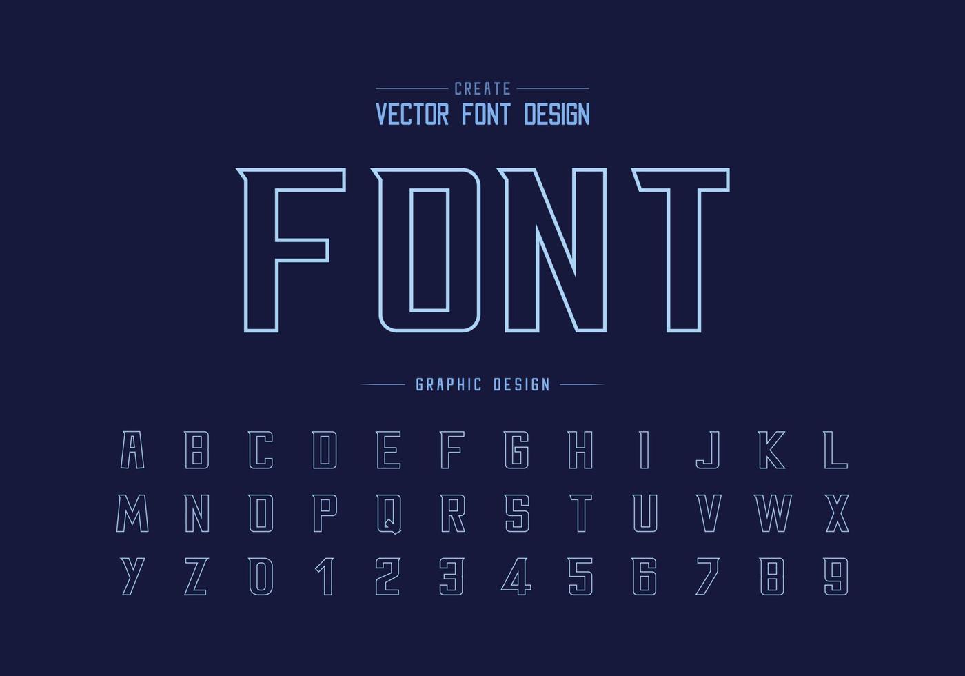 Line font and alphabet vector, Bold Modern Typeface and letter number design vector