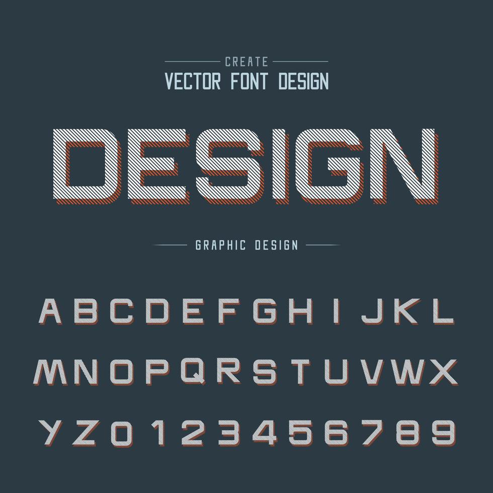 Font and alphabet vector, Line Design typeface letter and number, Graphic text on background vector