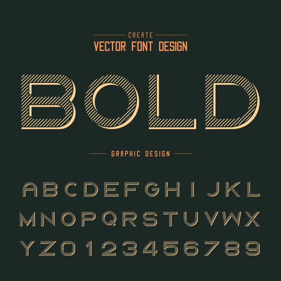 Font and alphabet vector, Line bold typeface letter and number design, Graphic text on background vector
