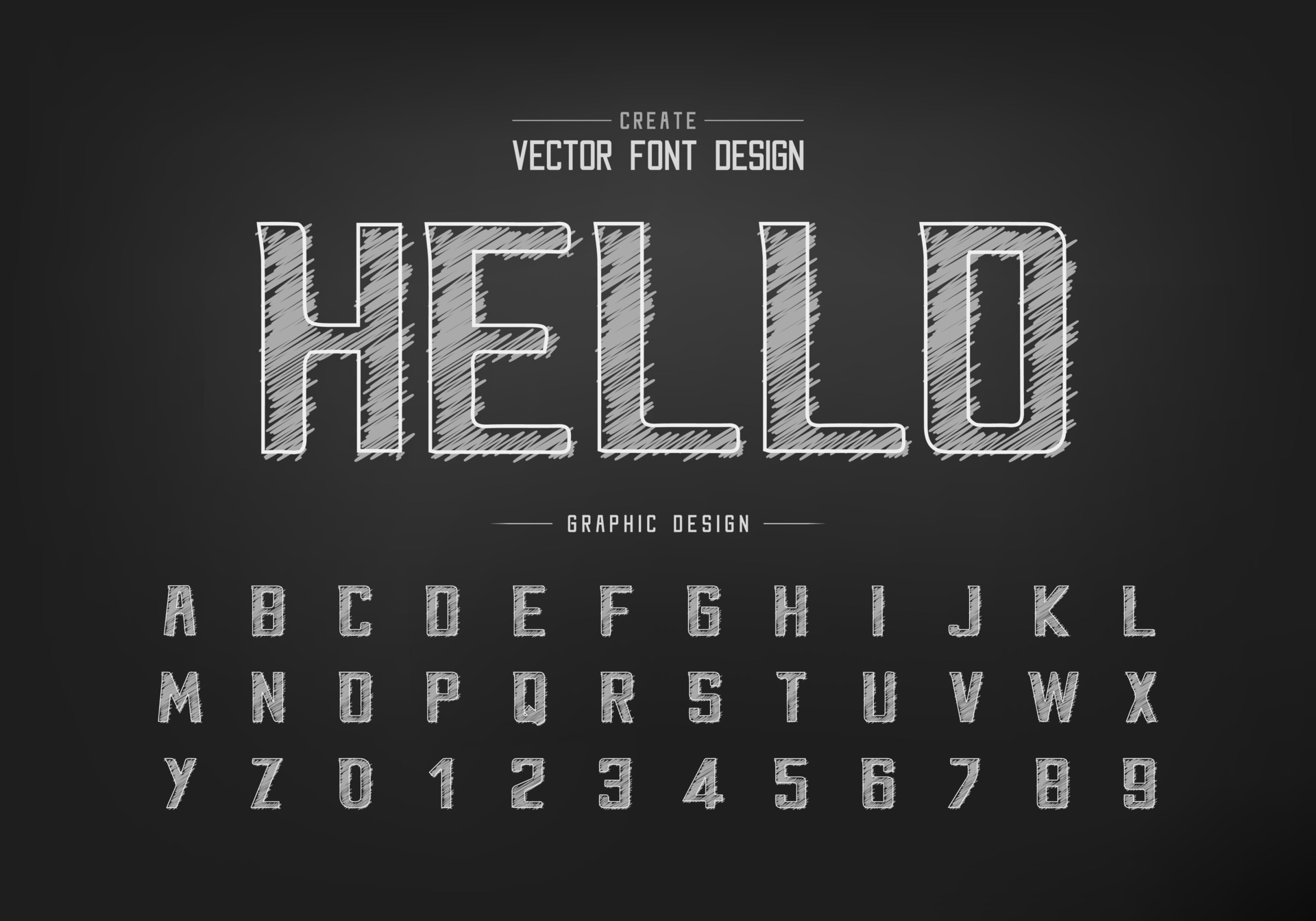 Chalk font and hand draw alphabet vector, Bold Modern Typeface and
