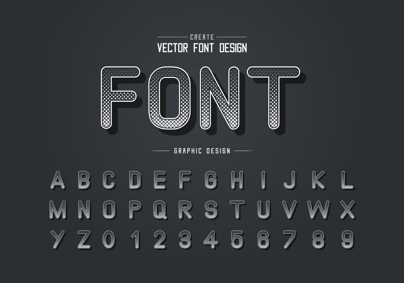 Halftone square font and alphabet vector, Digital typeface letter and number design vector