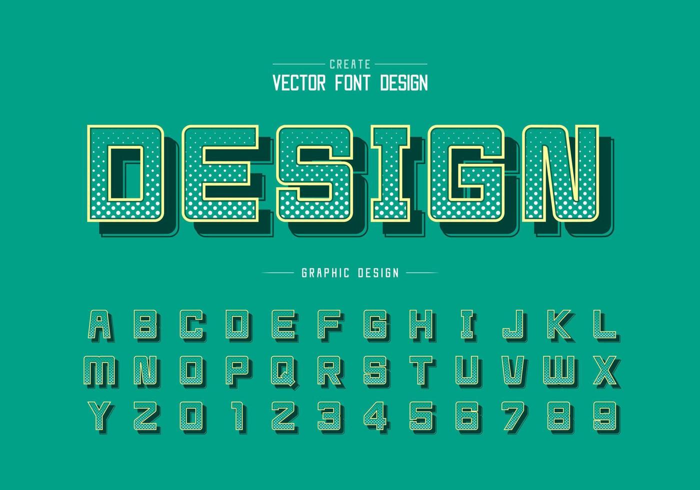 fuente de círculo de semitonos y vector alfabético, letra cuadrada digital y diseño de números