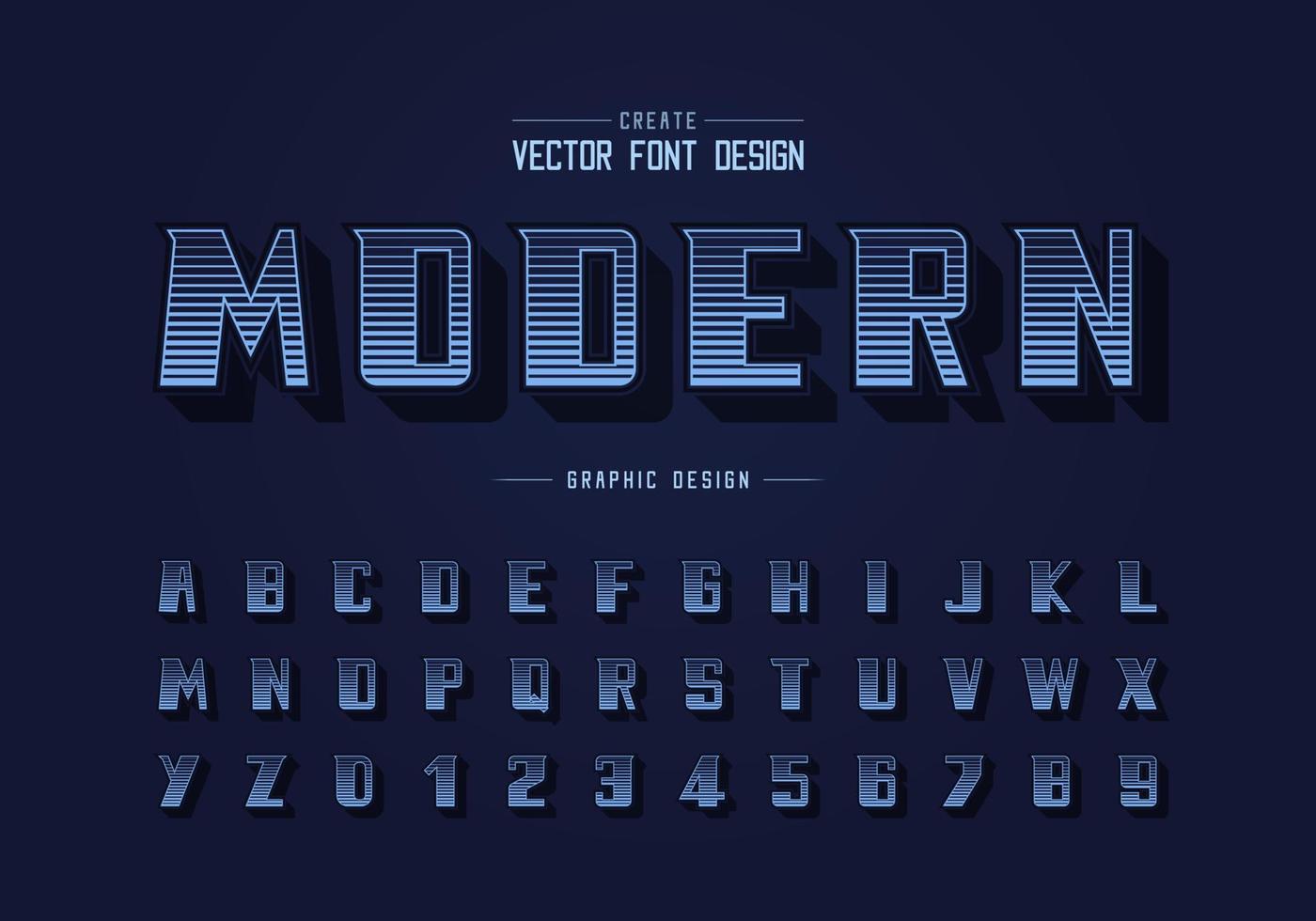 Line bold font and alphabet vector, Digital modern Typeface and letter number design vector