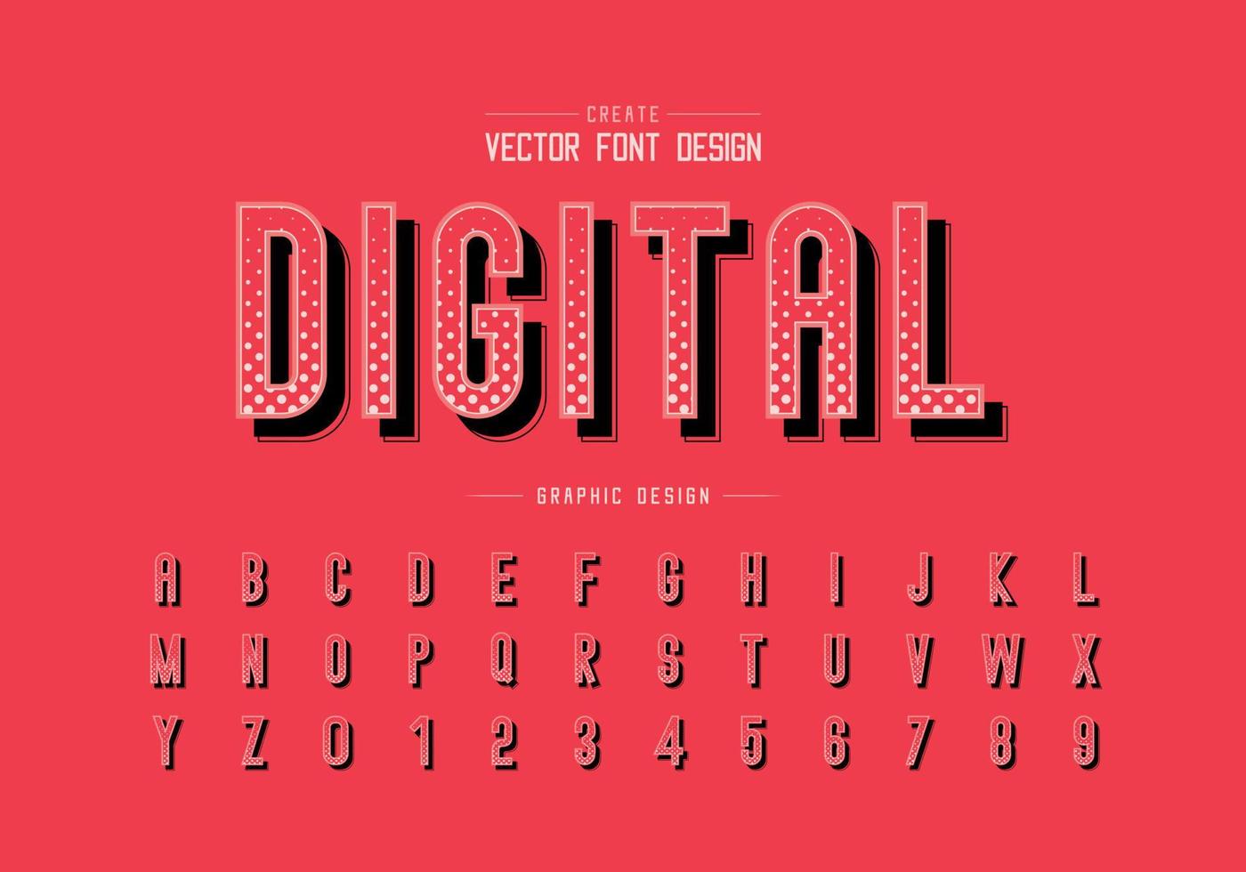 Halftone circle font and alphabet vector, Digital letter typeface and number design, Graphic text on background vector