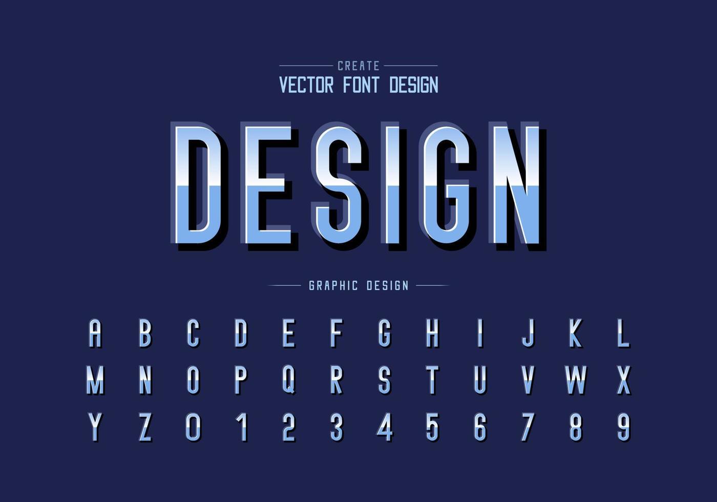 Gradient font and alphabet vector, Reflective letter typeface and number design, Graphic text on background vector