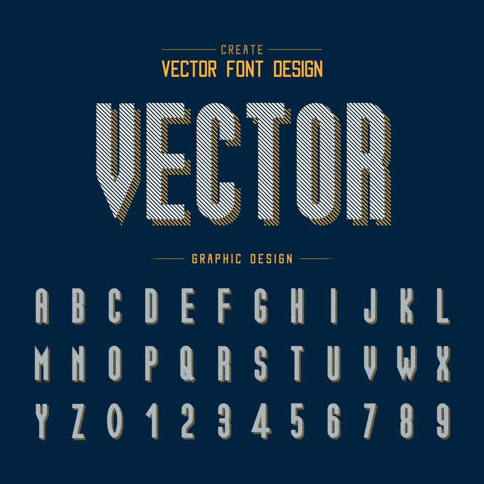 Font and alphabet vector, Line Tall typeface letter and number design, Graphic text on background vector