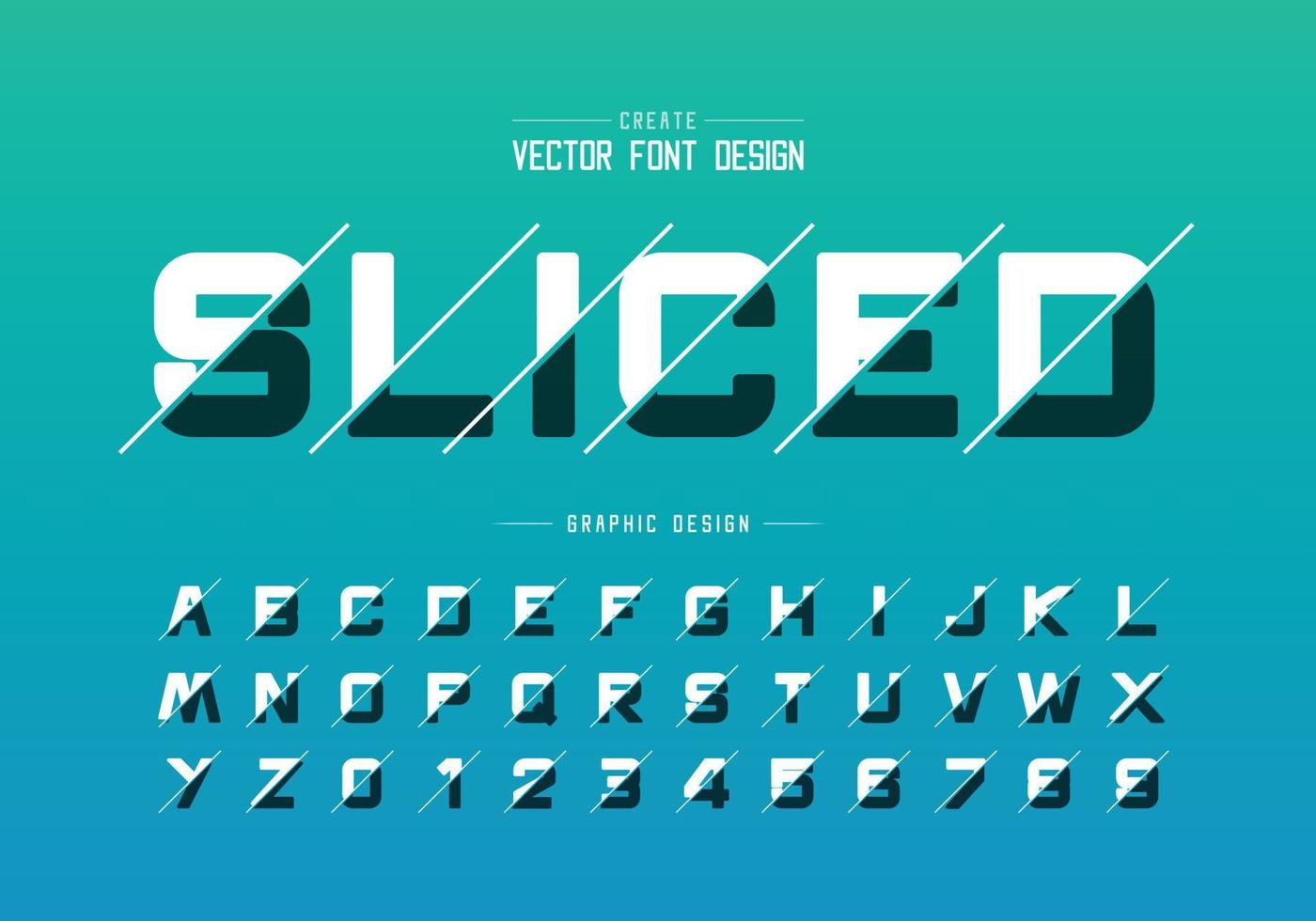 Sliced round font and alphabet vector, Design typeface letter and number, Graphic text on background vector