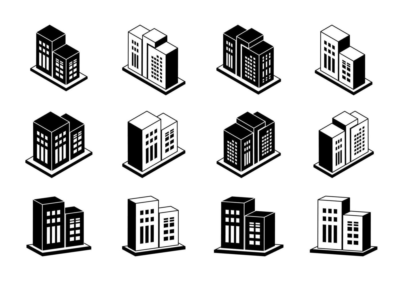 Building icons vector set, Perspective company collection on white background