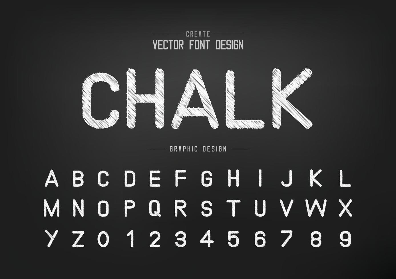 Sketch Font and alphabet vector, Chalk Typeface letter and number design, Graphic text on background vector