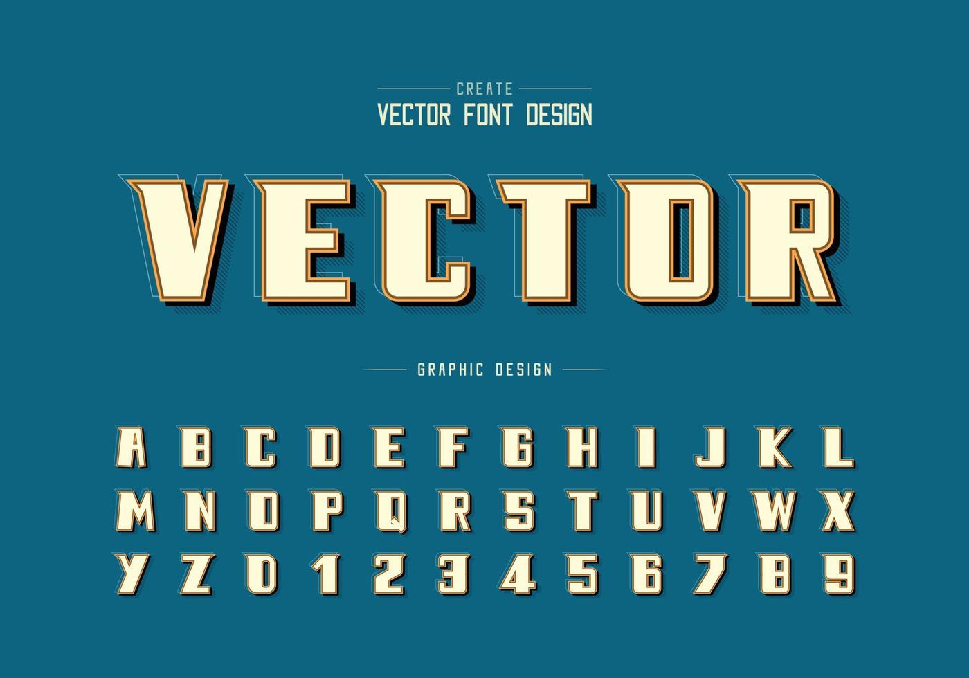 vector de fuente en negrita de sombra y línea, tipografía moderna del alfabeto y diseño de número de letra, texto gráfico en el fondo