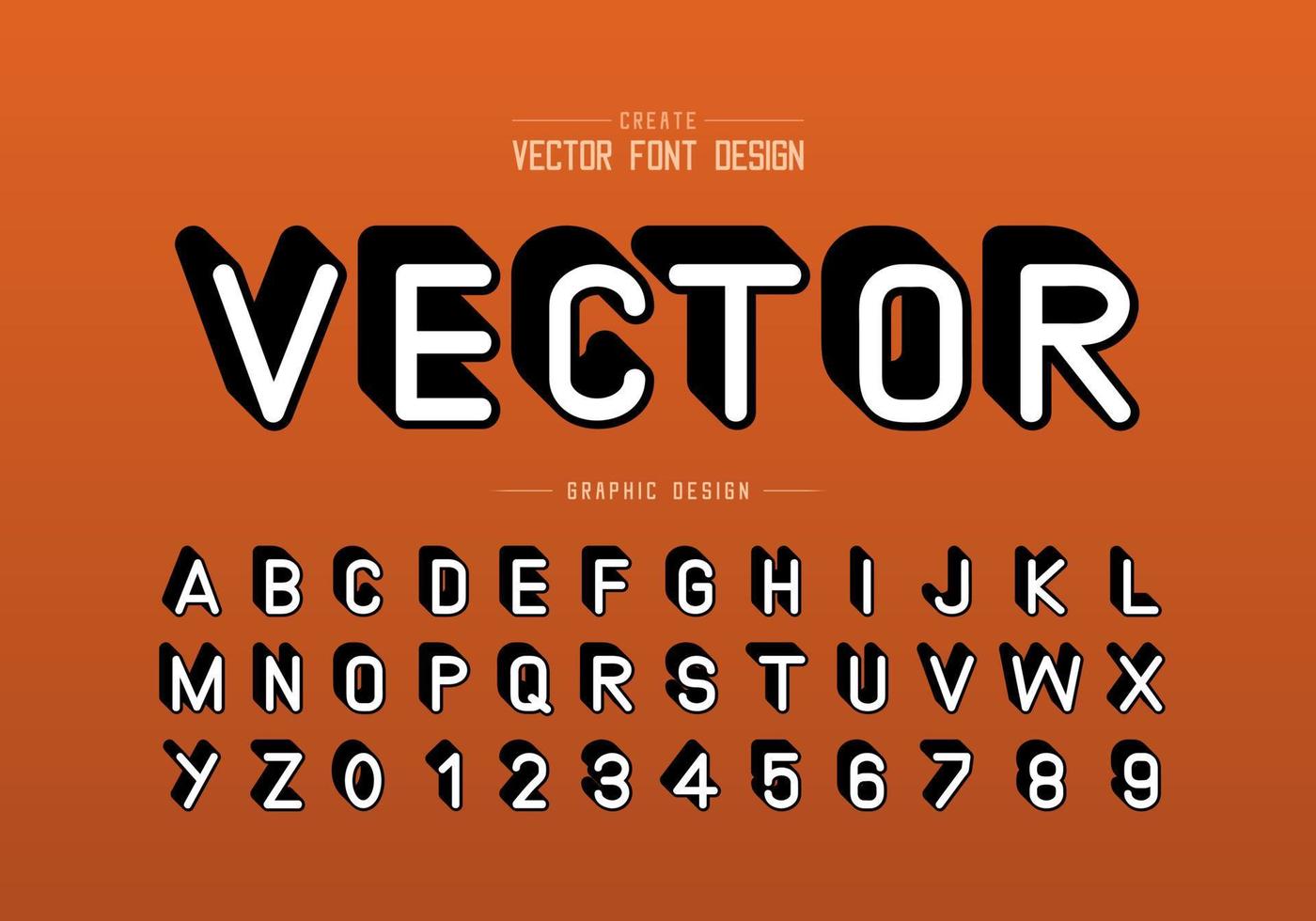 Shadow font and alphabet vector, Typeface letter and number design vector