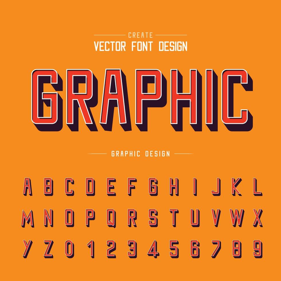 3D font and alphabet vector, Shadow typeface and letter number design, Graphic text on background vector