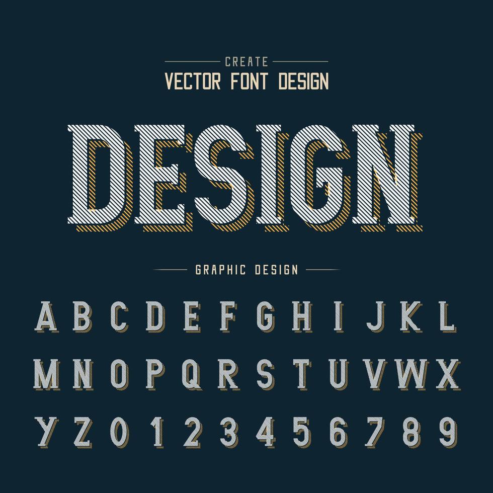 Line Font shadow and graphic alphabet vector, Writing style typeface letter text and number design vector