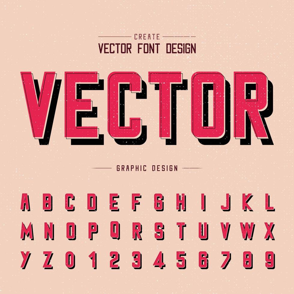 Font and alphabet vector, Red letter design and graphic text on grunge background vector