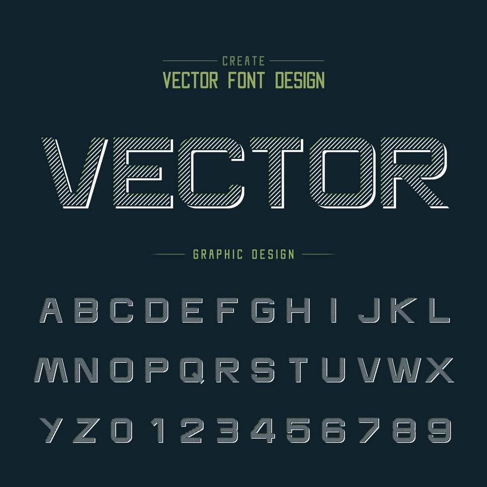 Font and alphabet vector, Line design typeface letter and number, Graphic text on background vector