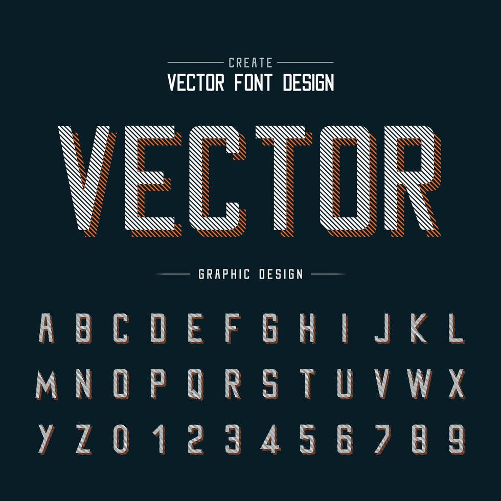 Font and alphabet vector, Line Typeface and letter number design, Graphic text on background vector