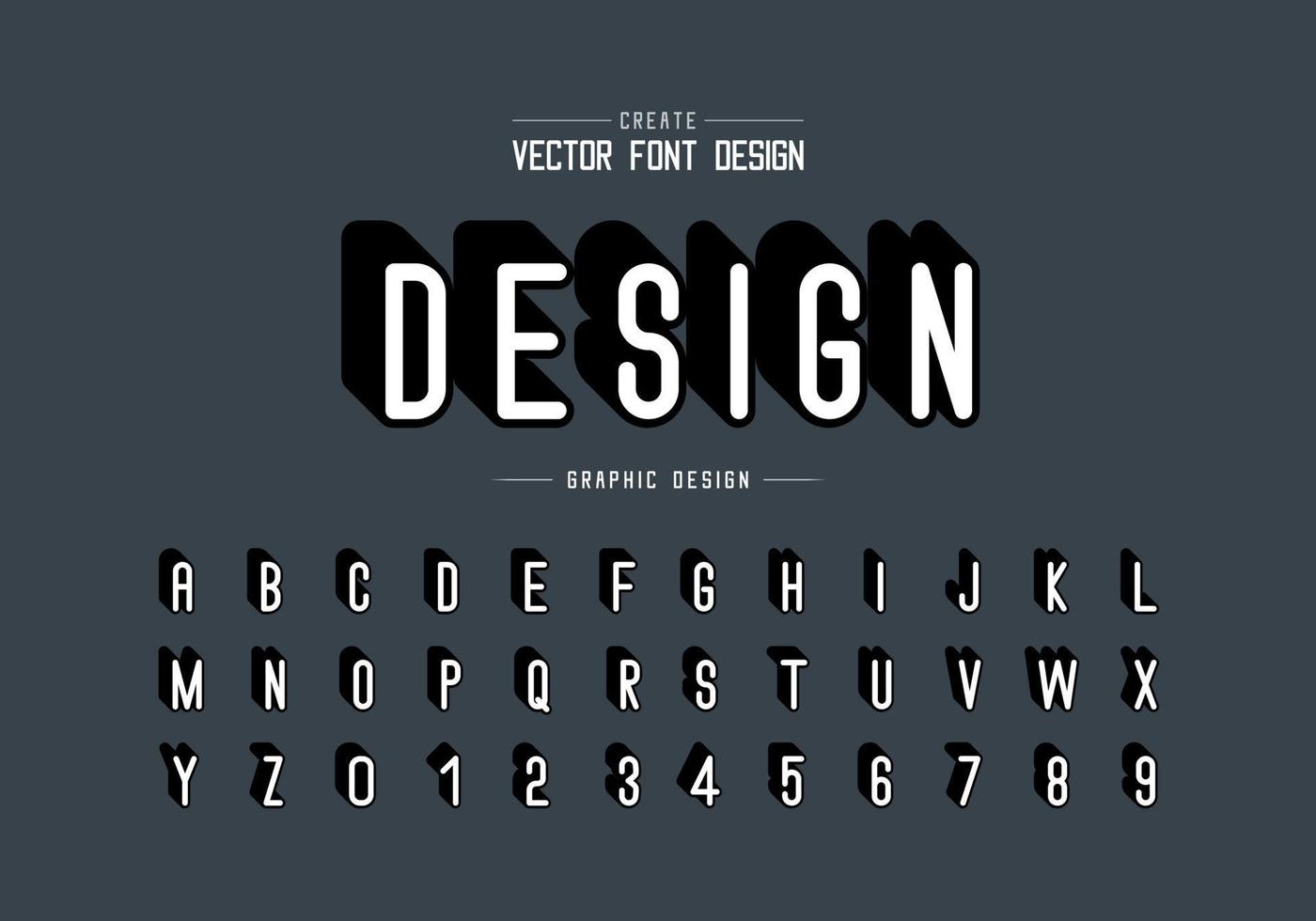 Shadow font and alphabet vector, Letter style typeface and number design vector