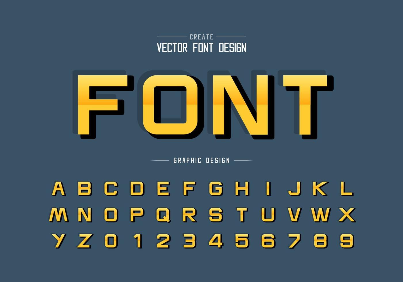 Reflective font and alphabet vector, Gradient style design typeface letter and number vector