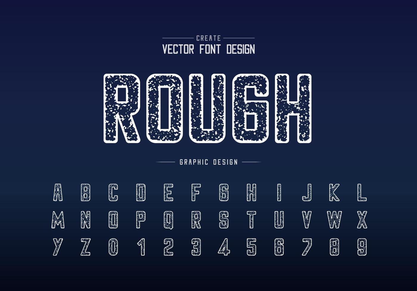 Texture font and round grunge alphabet vector, Rough typeface and letter number design vector