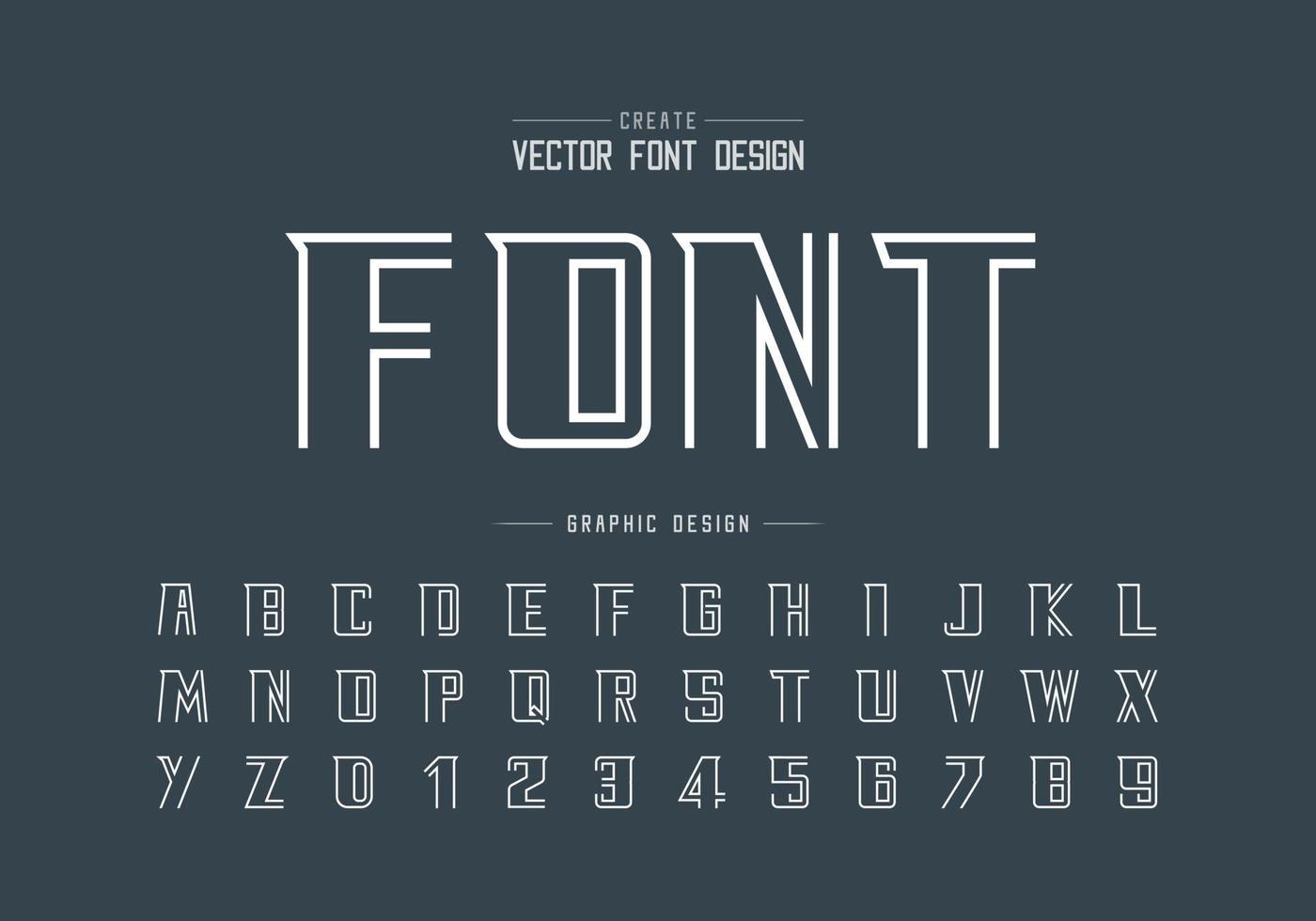 fuente en negrita de línea y vector alfabético, tipo de letra moderno y diseño de números de letras