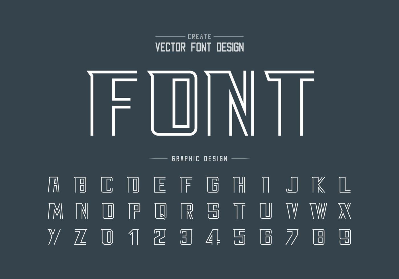 Line bold font and alphabet vector, Modern Typeface and letter number design vector
