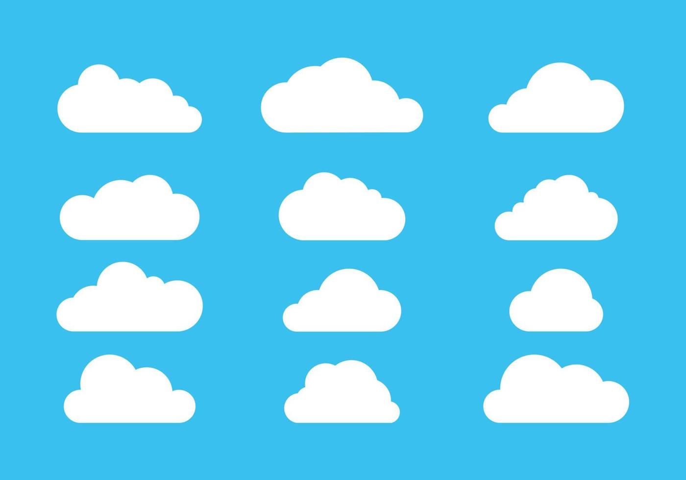 Cloud icons vector set, Flat cloudy vector collection, White clouds group design