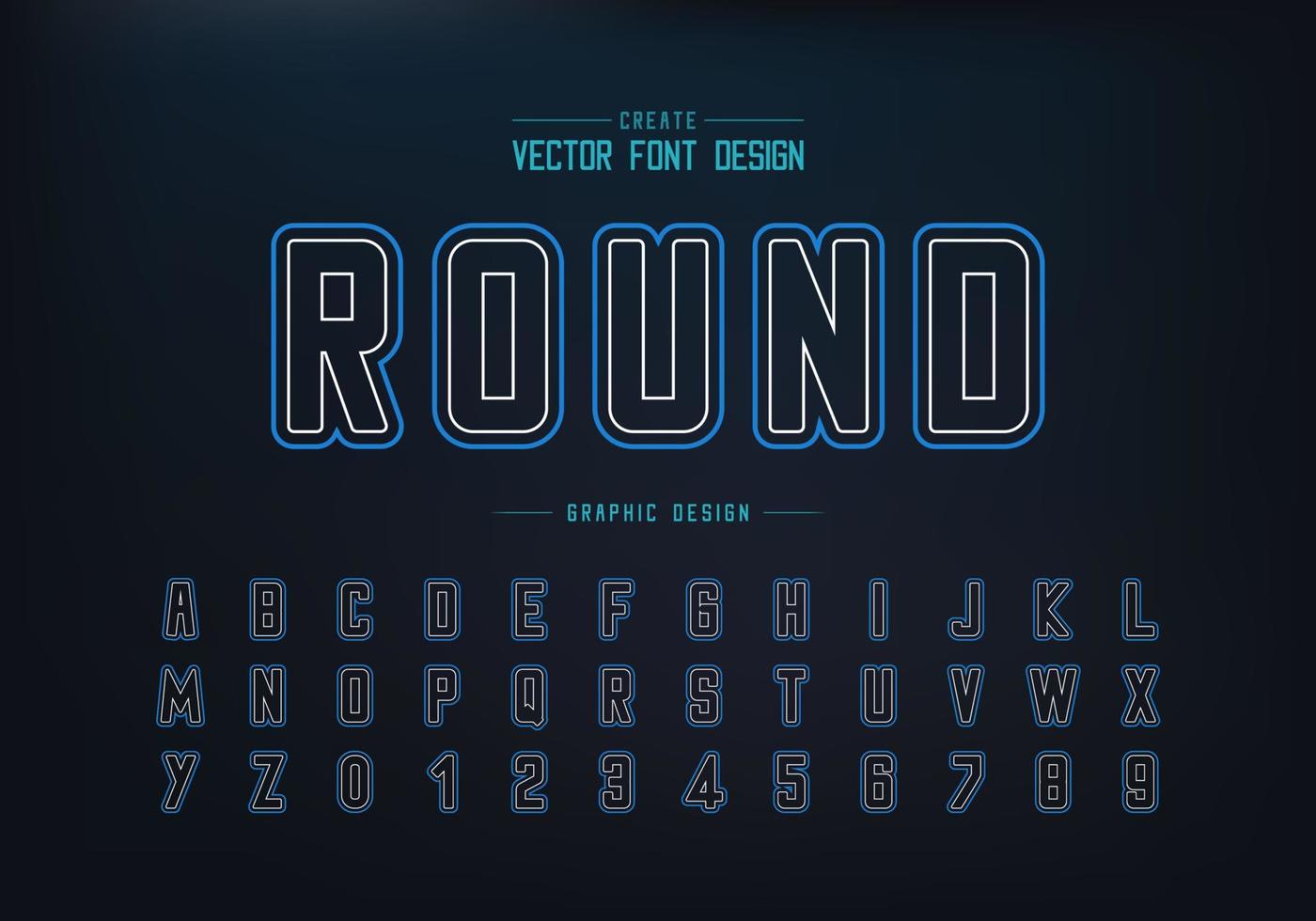 Round font and alphabet vector, Typeface and letter number design, Graphic text on background vector