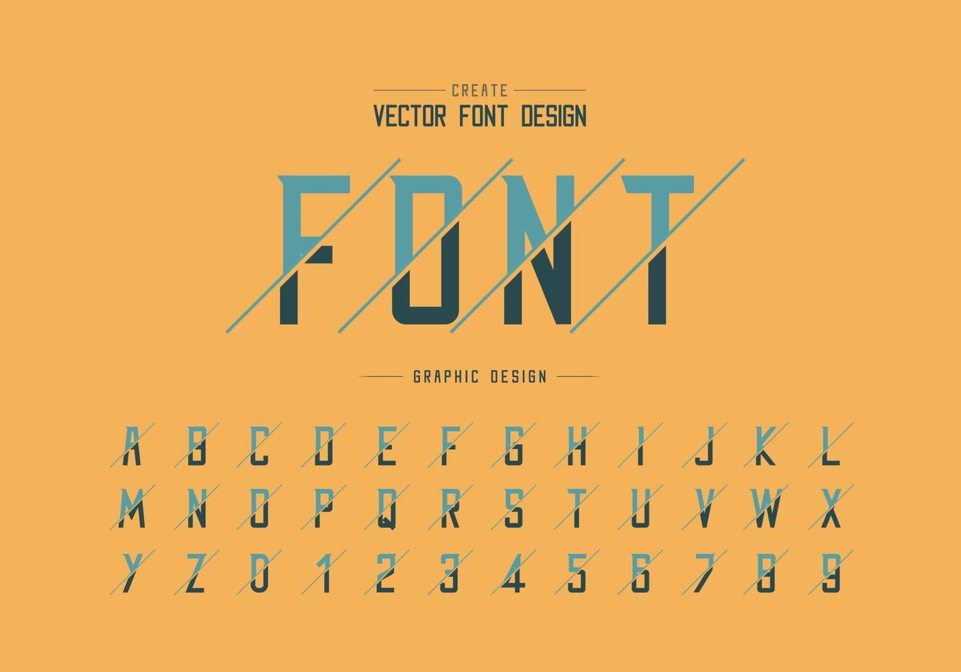 Sliced font and alphabet vector, Modern Typeface and letter number design, Graphic text on background vector