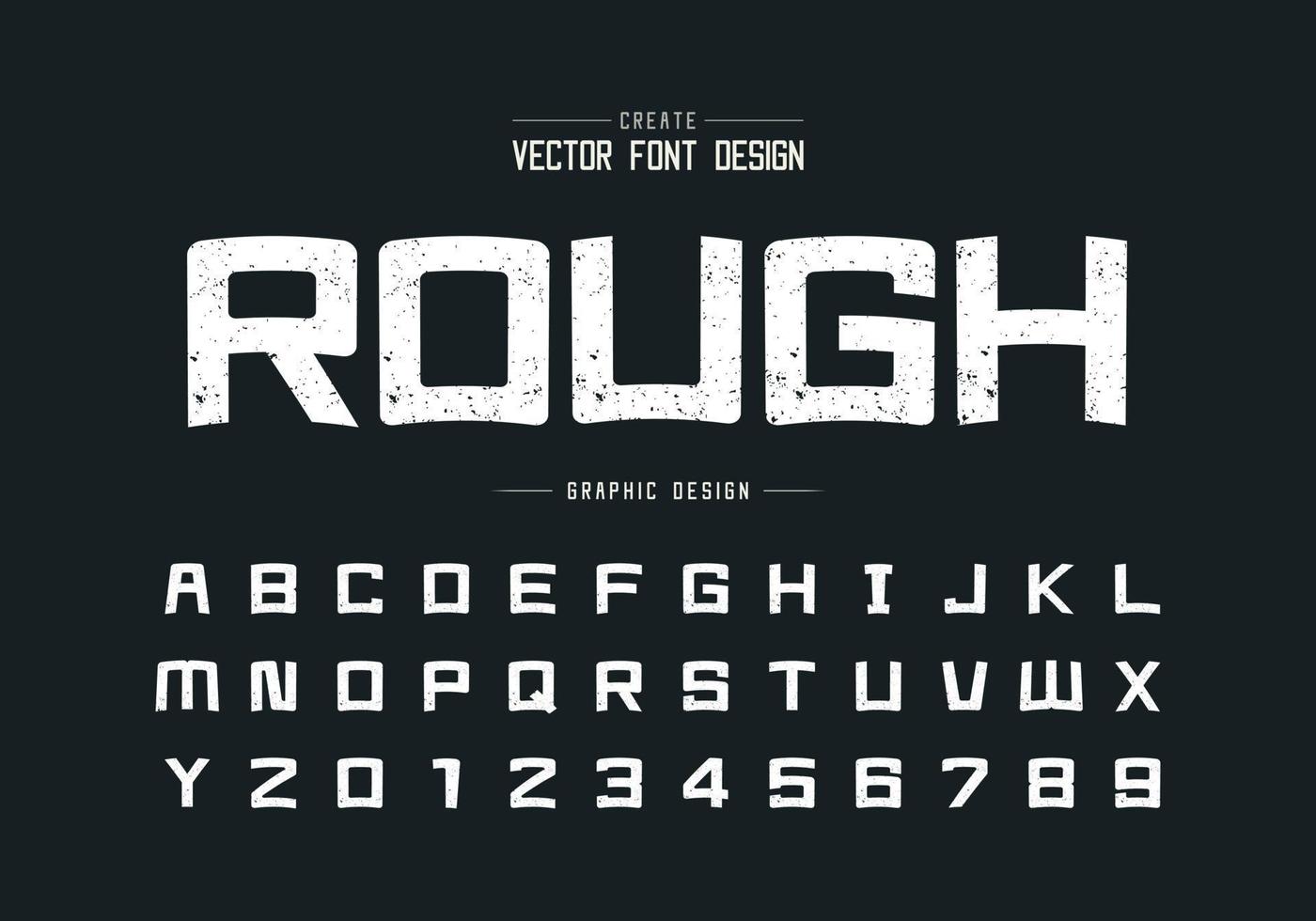 Texture font and cartoon alphabet vector, Rough square typeface letter and number design vector