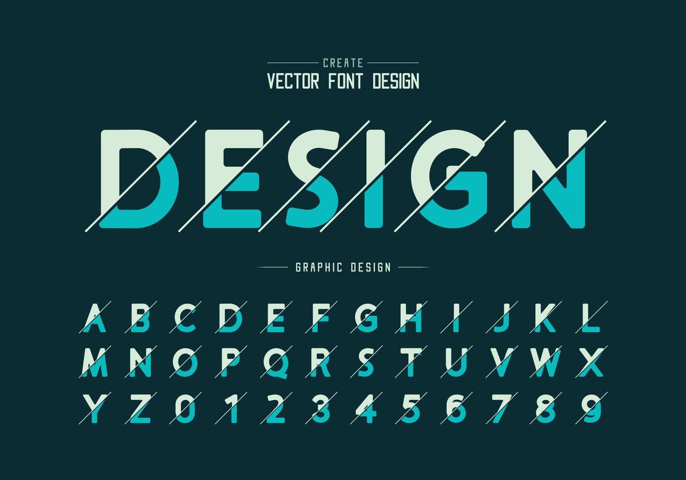 Sliced round font and alphabet vector, Design typeface and number, Graphic text on background vector