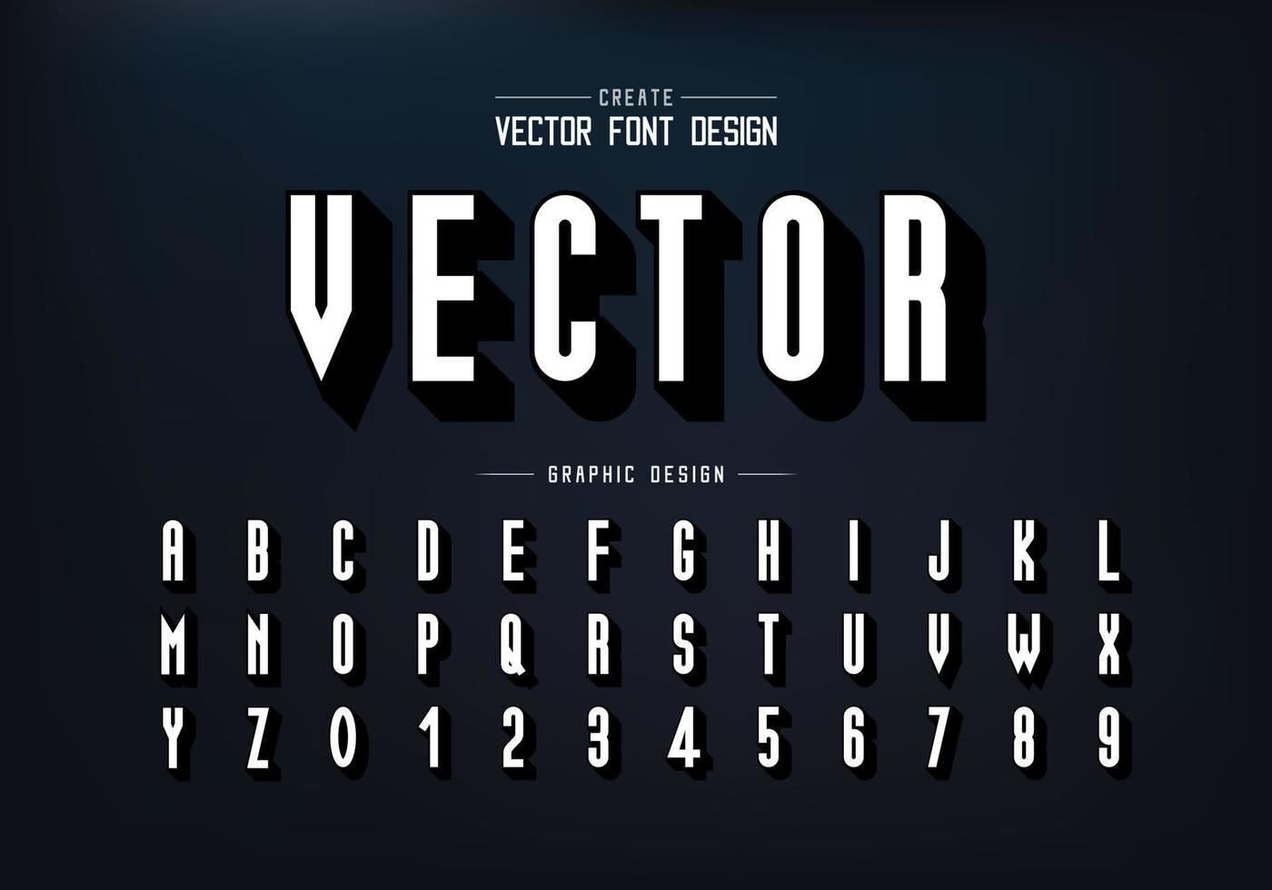 White font and alphabet shadow vector, Tall typeface letter and number design vector