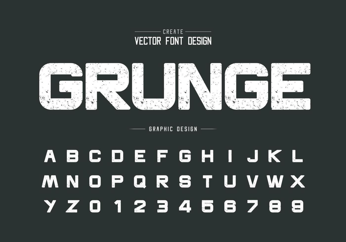 Texture bold font and grunge round alphabet vector, Rough design typeface letter and number vector