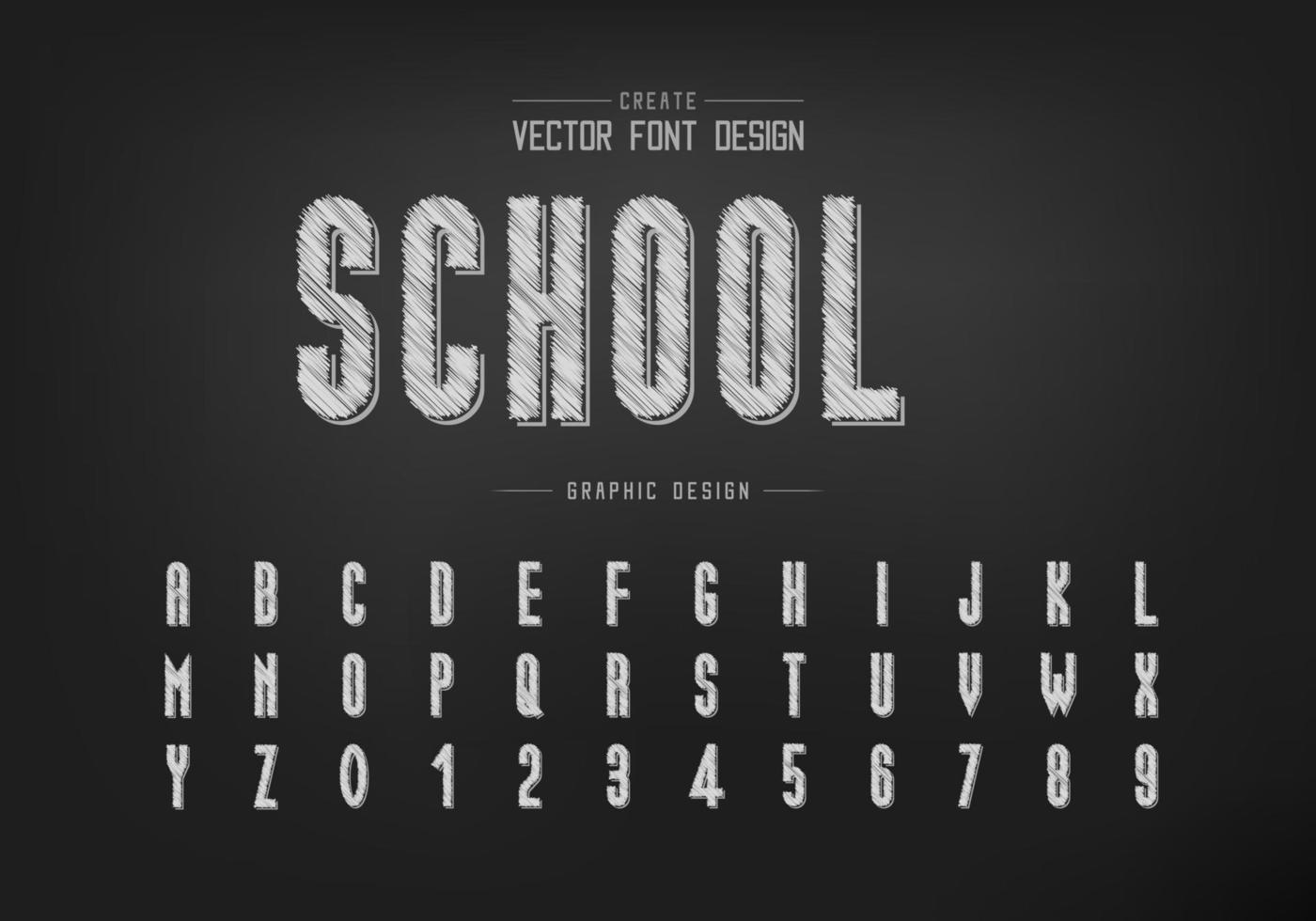 fuente de lápiz y vector de alfabeto en negrita, boceto de letra de tipografía alta y diseño de números