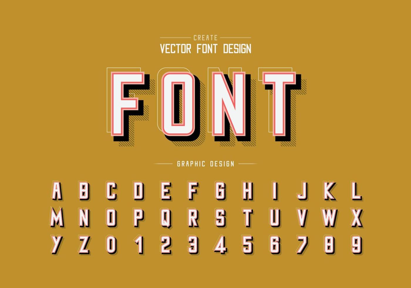 Shadow and line Font vector, Alphabet typeface and letter number design, Graphic text on background vector