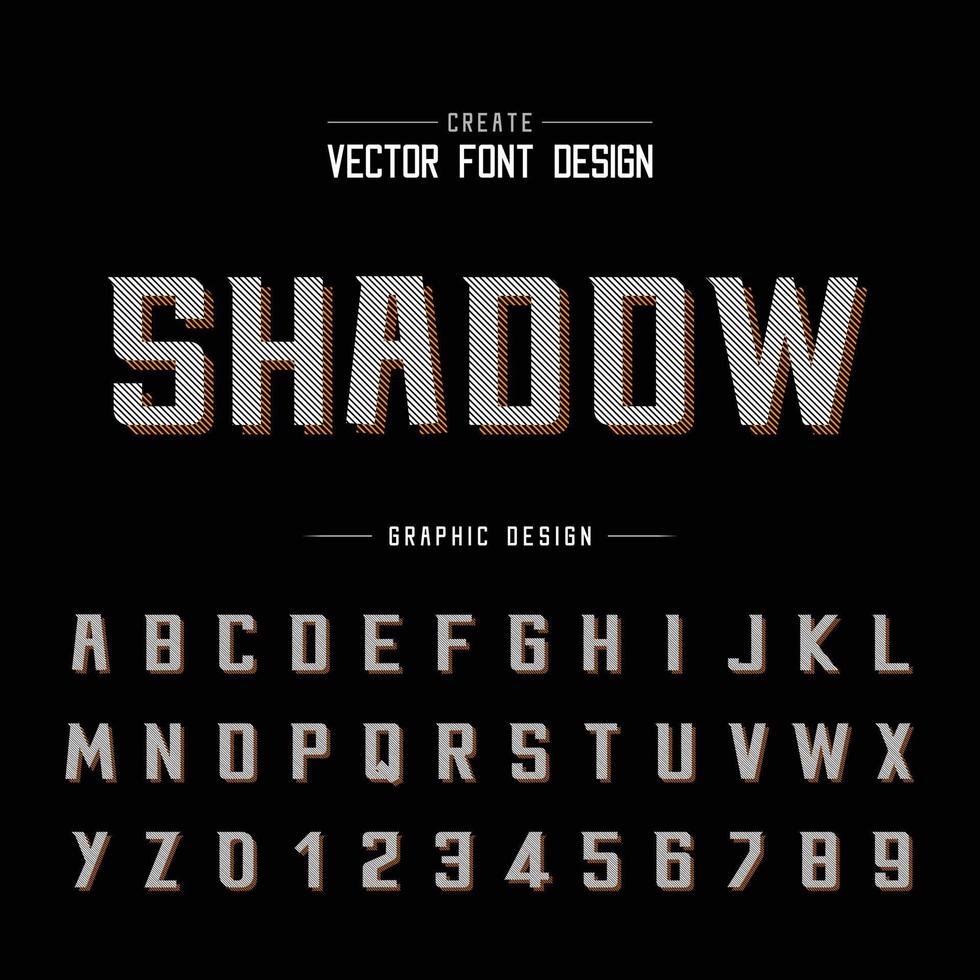 Line Font Shadow and alphabet vector, Bold Modern Typeface and letter number design on background vector