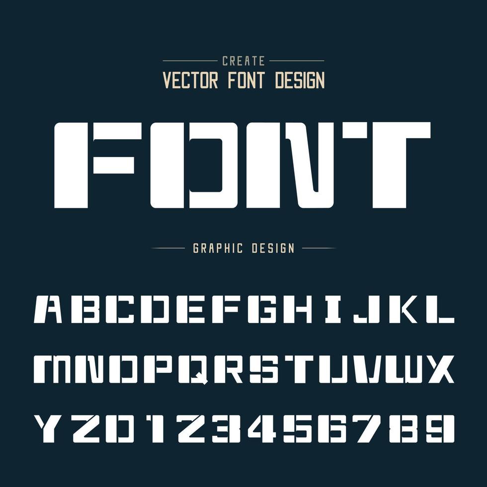 Tech Bold Font and Graphic alphabet vector, Technology Square typeface letter and number design vector