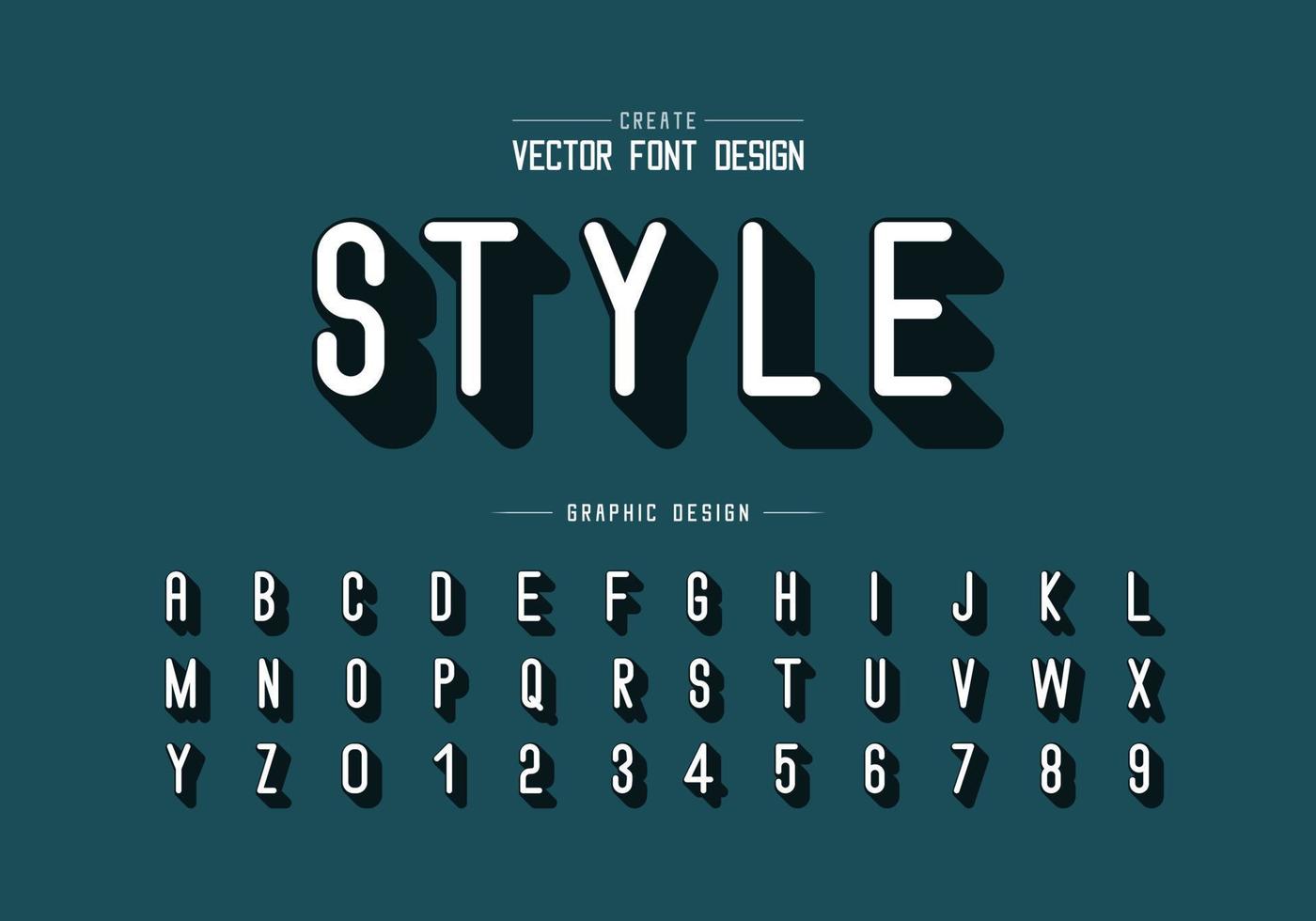 Shadow font and alphabet vector, Letter style typeface and number design vector