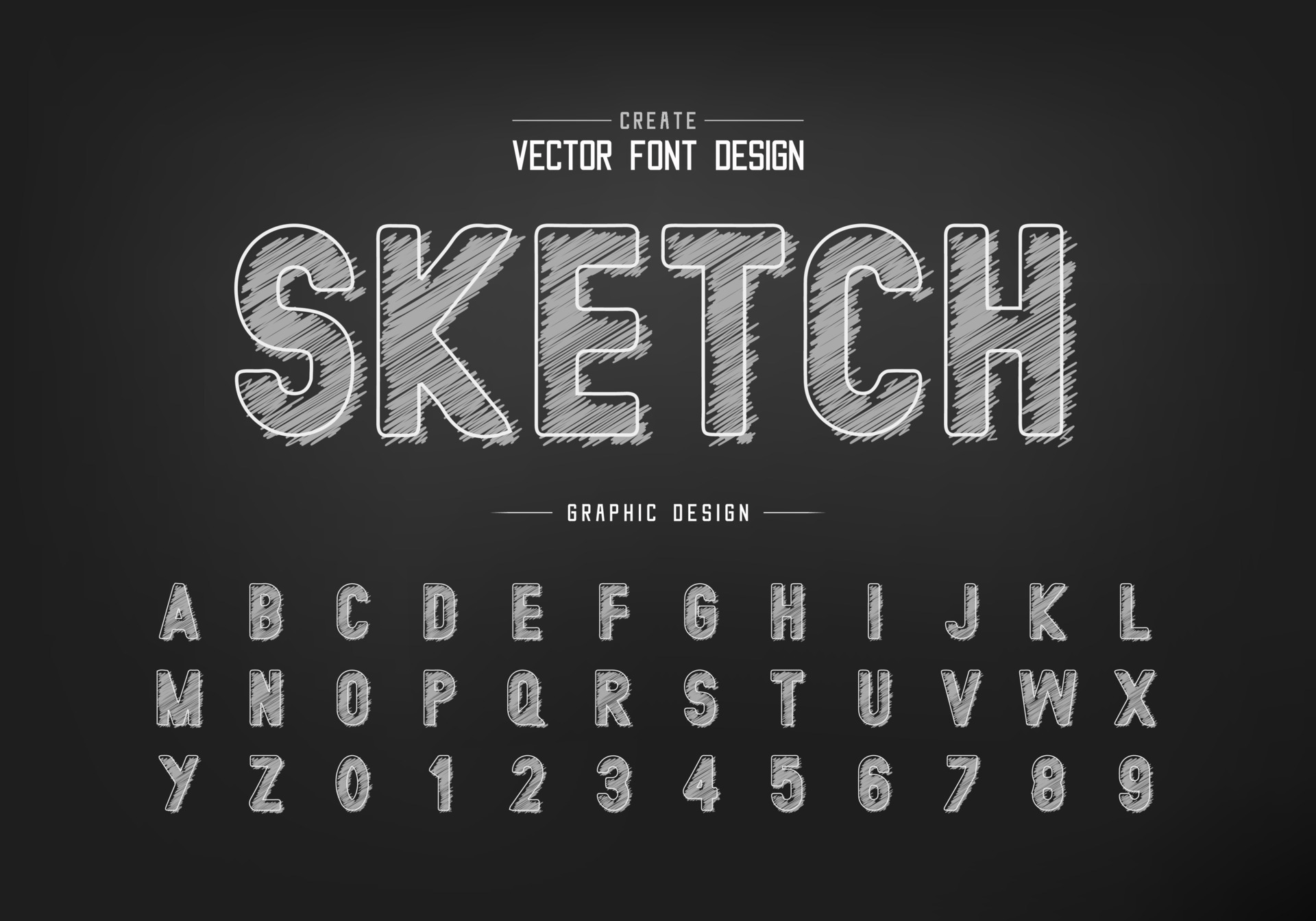 Chalk font and alphabet vector, Hand draw style typeface letter and