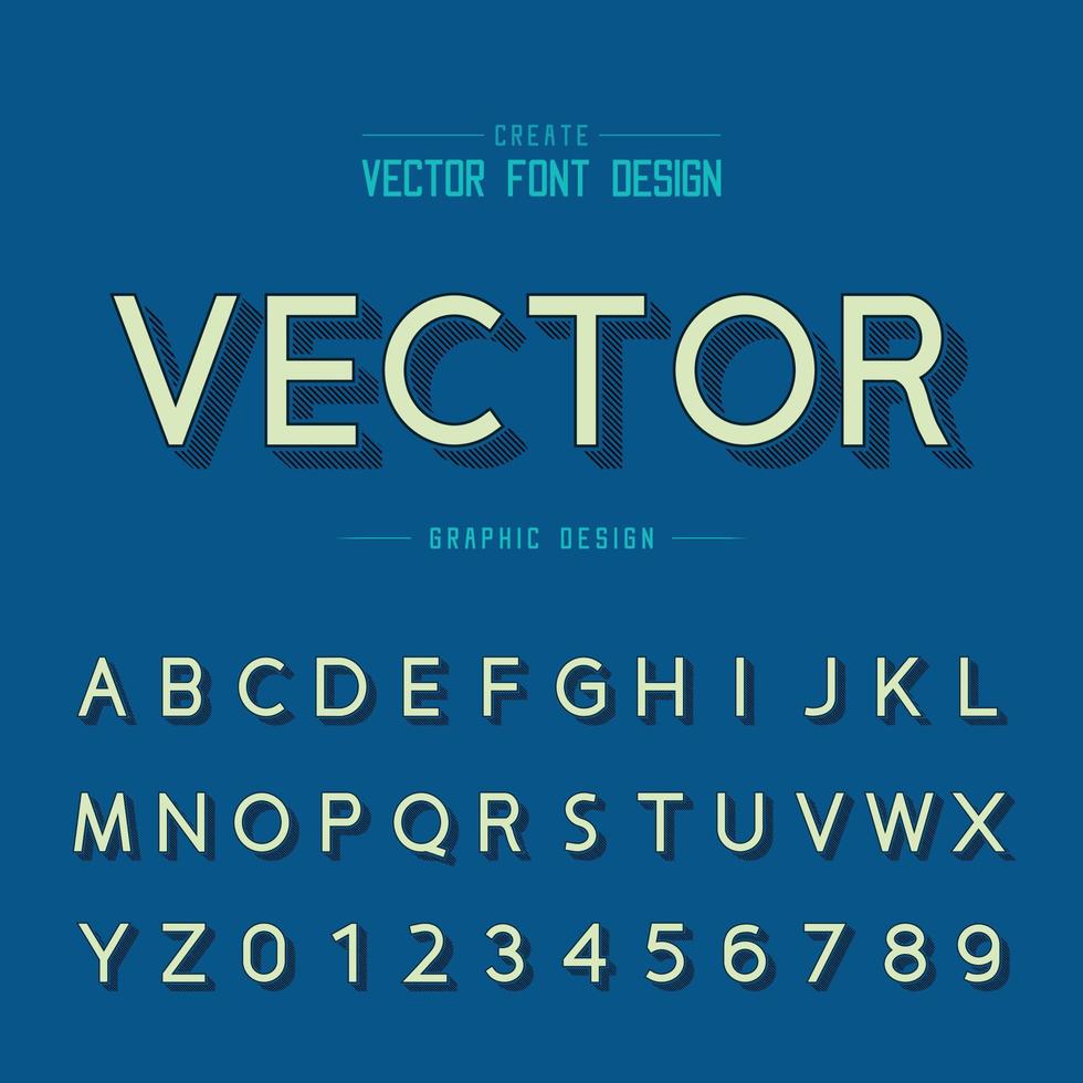 Line shadow font and alphabet vector, Design typeface and number, Graphic text on background vector