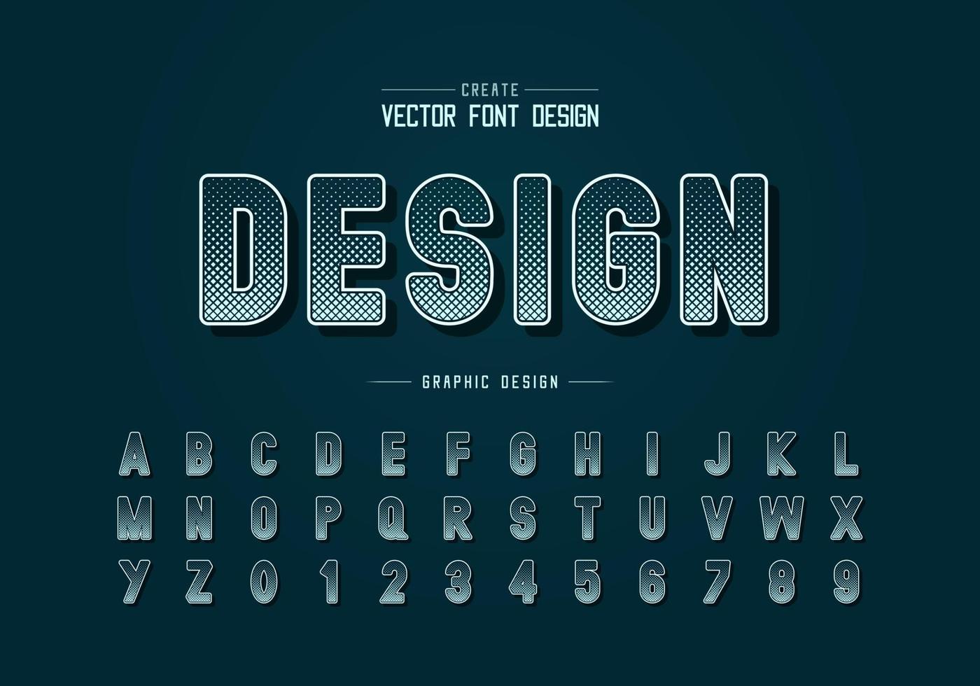 Halftone square font and alphabet vector, Digital style typeface letter and number design vector