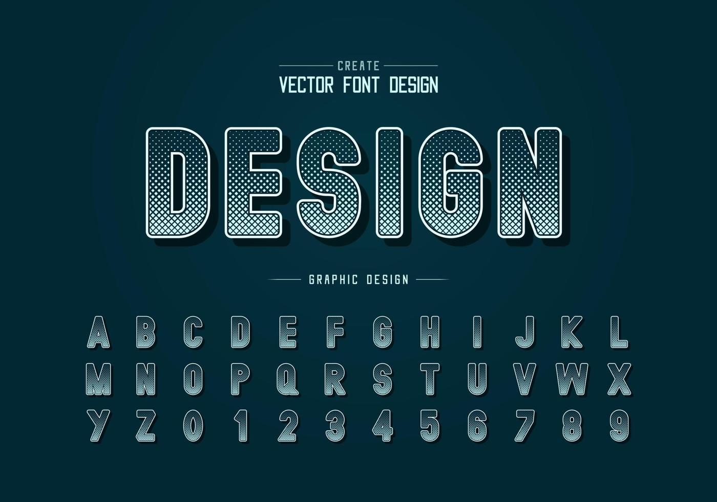 fuente cuadrada de semitono y vector alfabético, letra tipográfica de estilo digital y diseño numérico