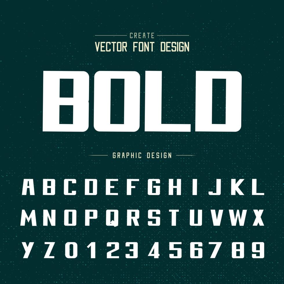 Font and alphabet vector, Bold Writing typeface and number design, Graphic text on background vector