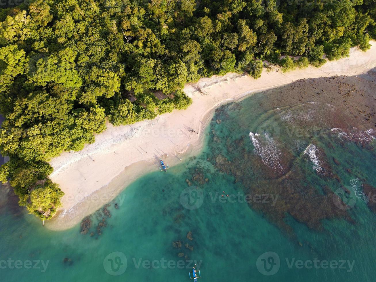 Beautiful panoramic aerial view of Pangandaran beach. photo